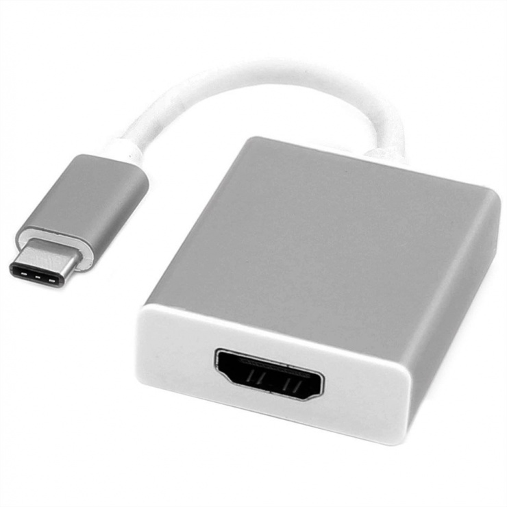 Adaptor USB-C la HDMI Roline, Aluminiu - imagine 1