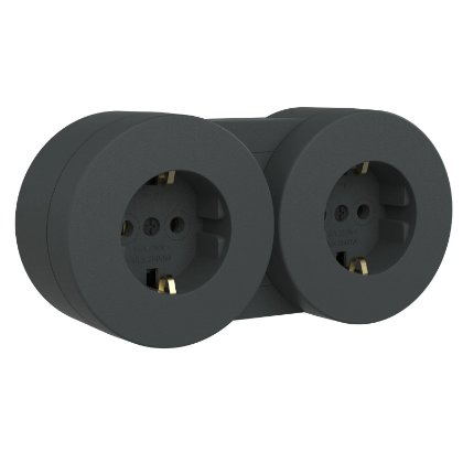 Priză dublă Schuko Ovivo OV00963, 16A, IP54, antracit