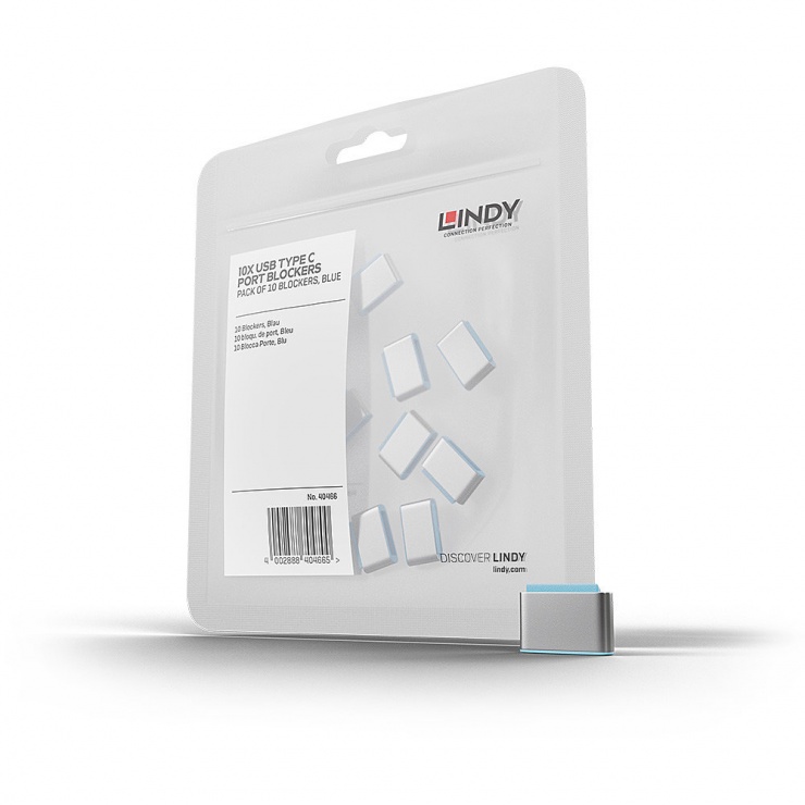 Lindy Set 10 Blocare Port USB-C Albastru