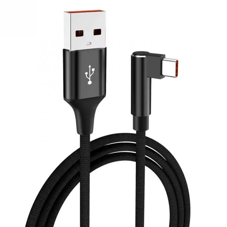 Cablu OEM USB-A 2.0 la USB-C 90°, 3A, 0.5m, împletit