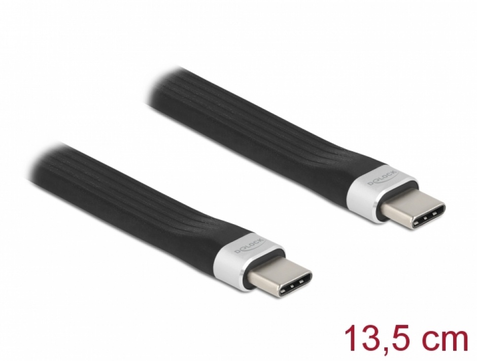 Cablu USB-C FPC Flat PD 3A 13.5cm Delock