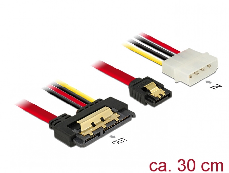 Cablu Delock SATA 22p la 7p + Molex, 30cm