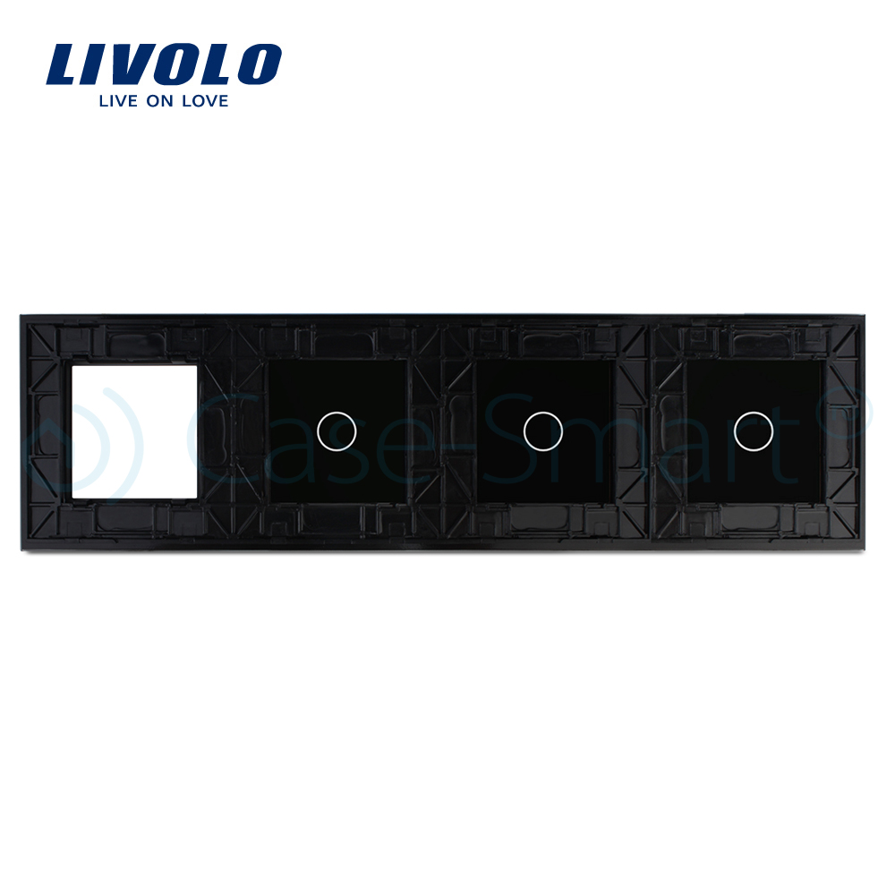 Panou Livolo 3 Touch + Priză, Sticlă Crystal - imagine 4