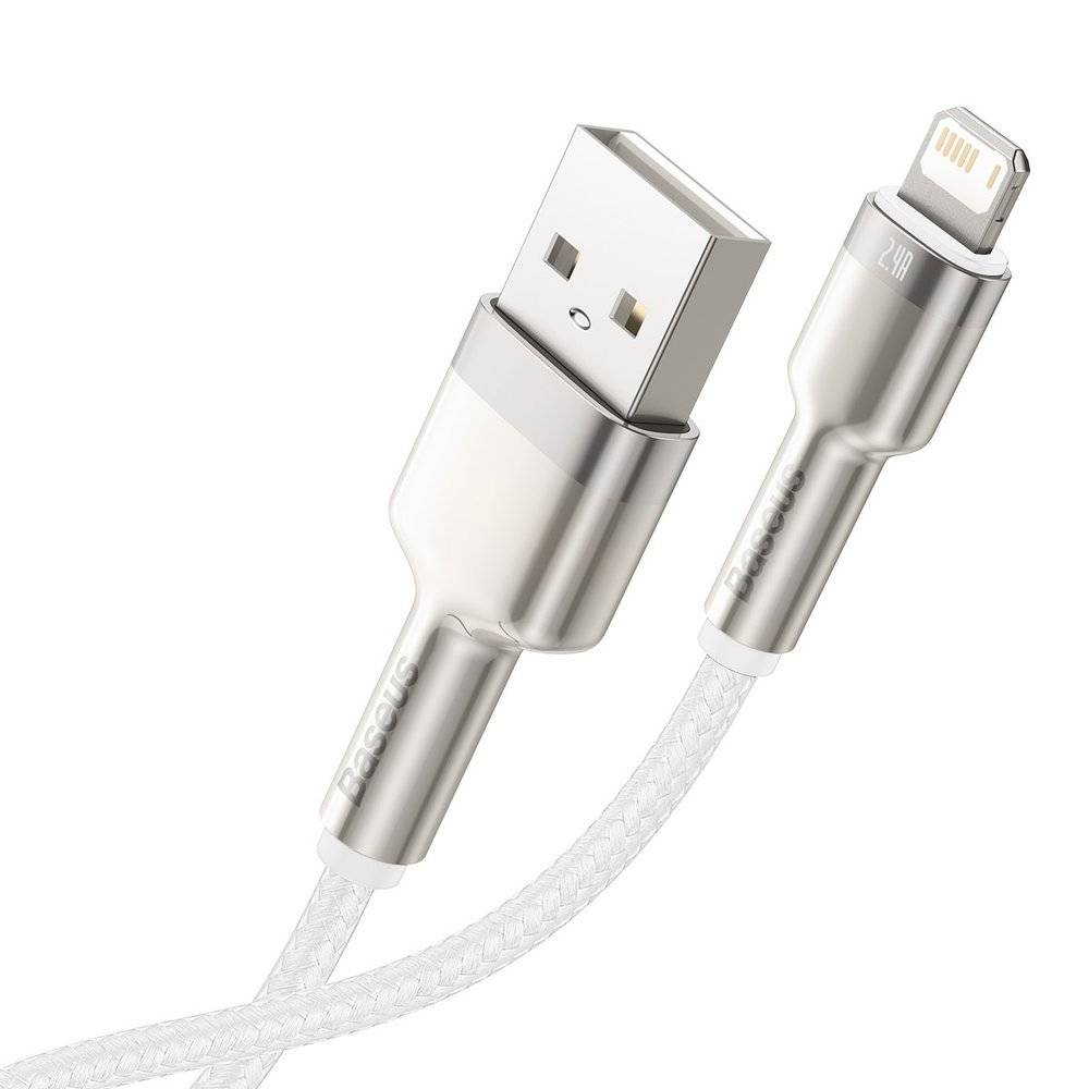 Cablu Baseus Lightning 1m, 2.4A Fast Charging, Alb - imagine 4