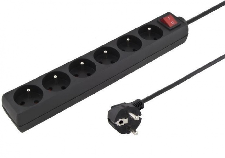 Prelungitor OEM 6 Prize, 3m, cu Switch Negru