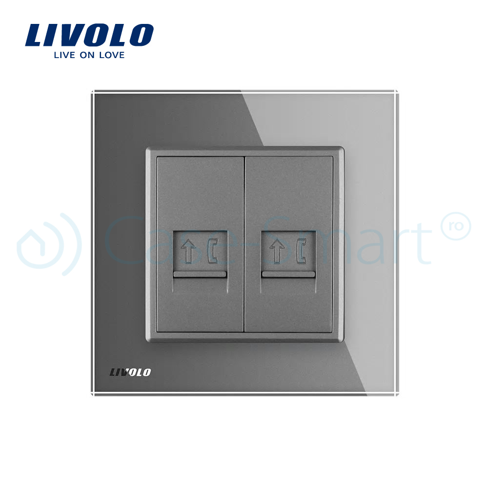 Priză Dublă Media Livolo cu Ramă Sticlă - imagine 22