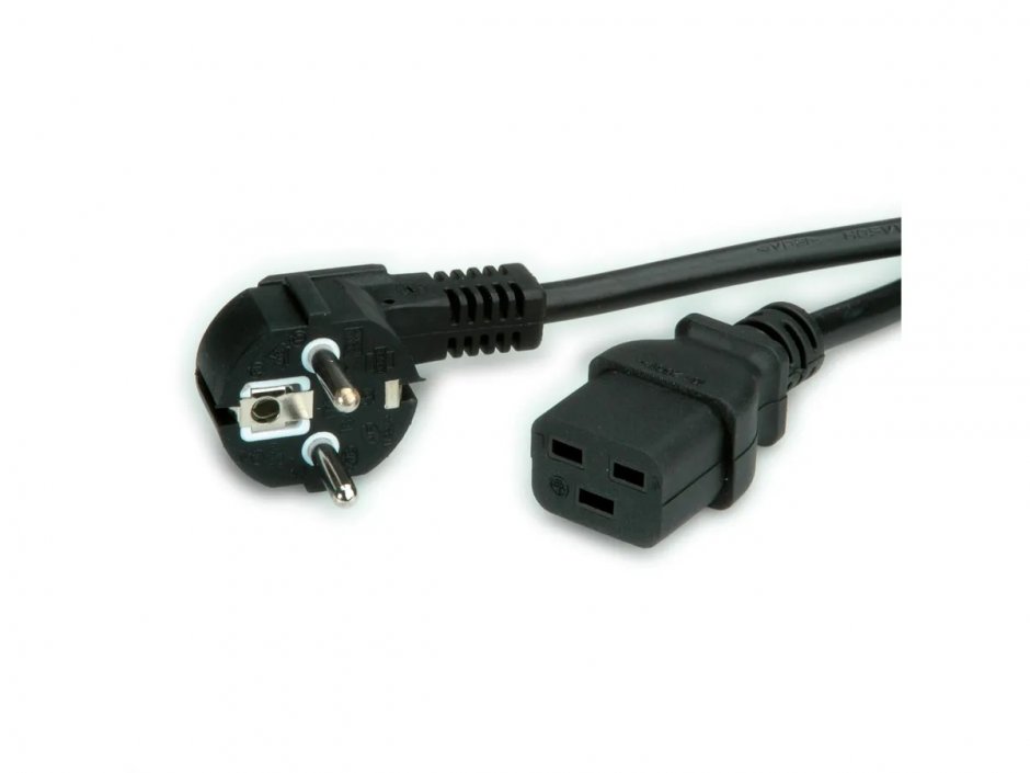 Cablu alimentare Value Schuko-C19 0.8m, 250V/16A, negru