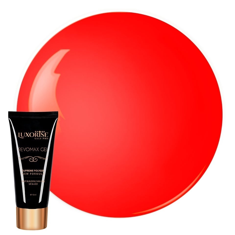 Polygel Luxorise Neon Red, 15ml - Constructie Unghii