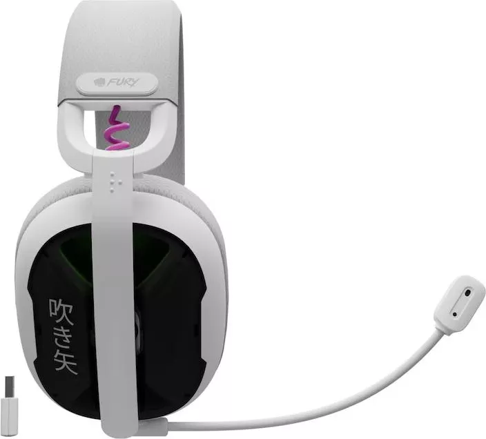 Casti Wireless Fury Fukiya F6 USB-C 40h Alb - Sunet Premium - imagine 3