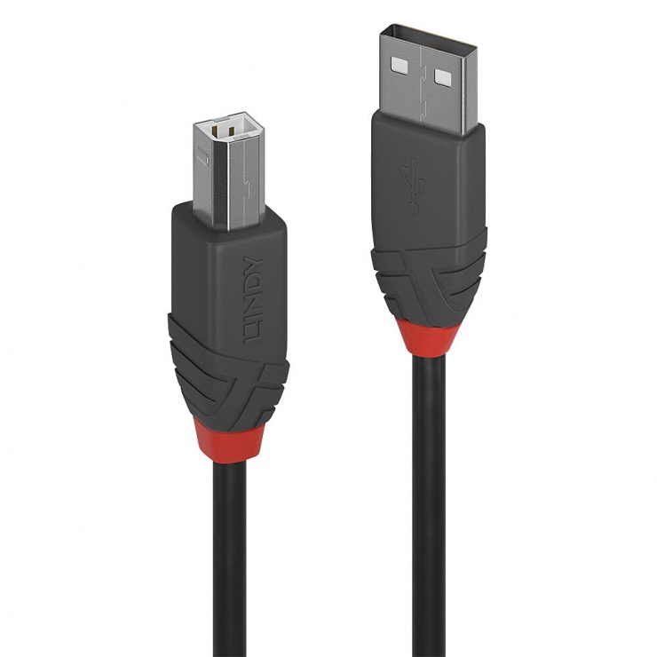 Cablu USB A la B 1m Lindy, Negru