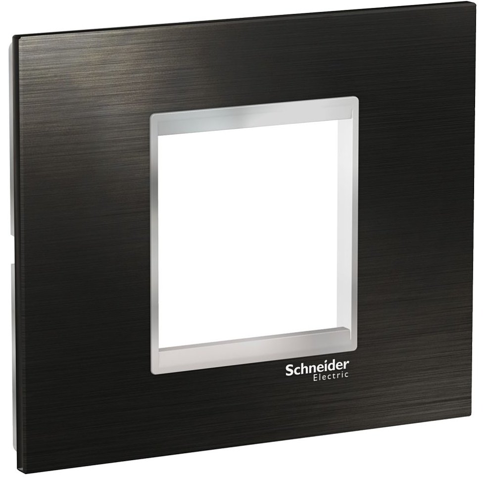 Rama 2 module Schneider Easy Styl Inox Negru/Crom