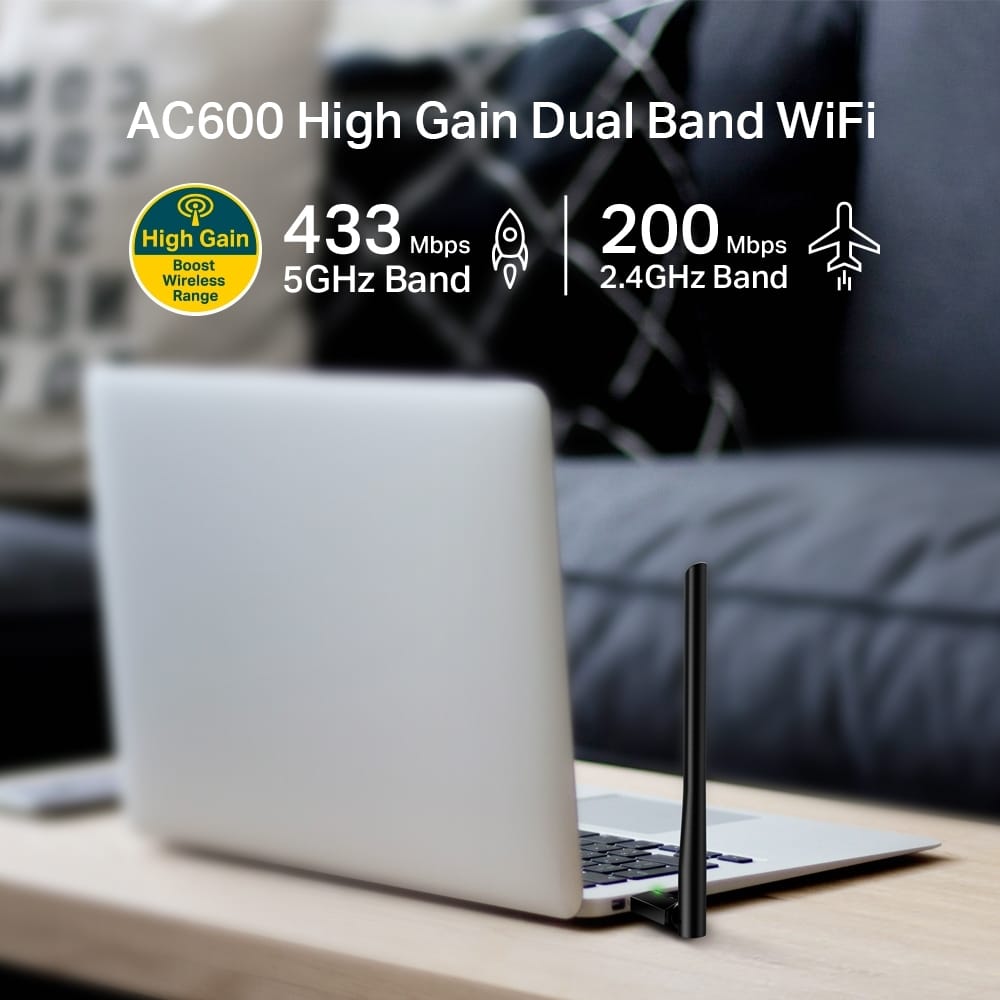 Adaptor Wireless TP-Link Archer T2U Plus AC600 cu Antenă 5dBi - imagine 4