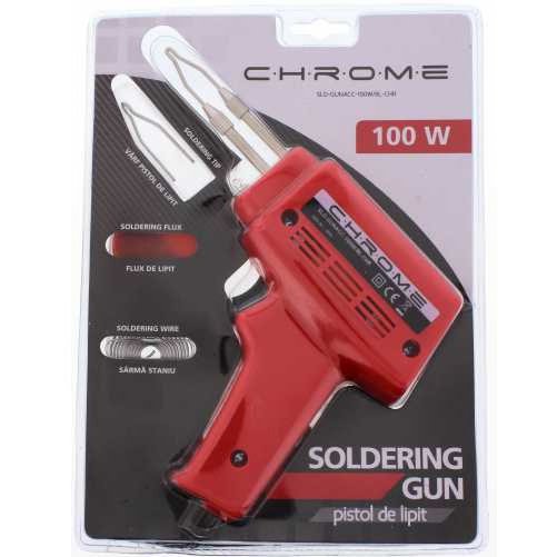 Pistol de lipit Chrome 100W cu LED și accesorii
