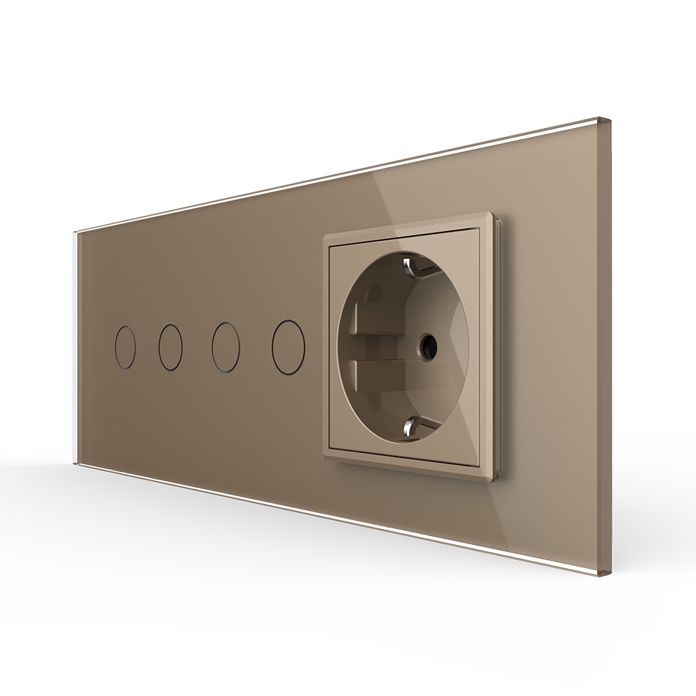 Intrerupator Dublu + Dublu + Priza LIVOLO, Sticla - imagine 9