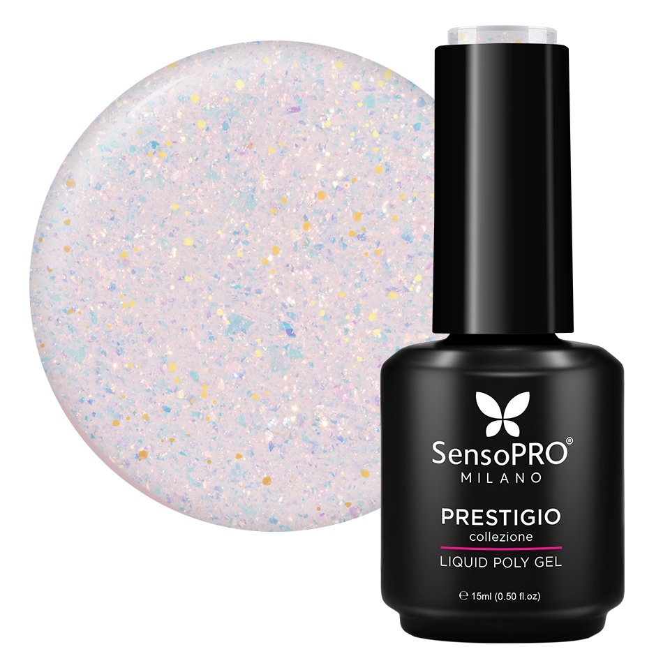 Polygel Lichid SensoPRO Milano PRESTIGIO, Gold Glint, 15ml