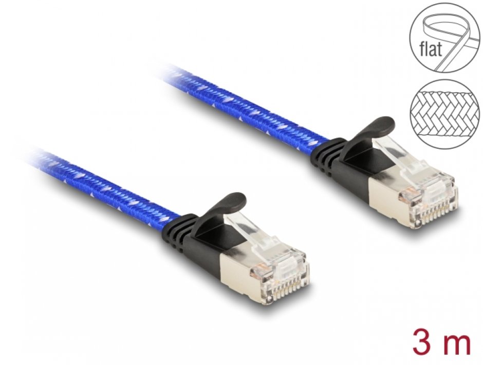 Cablu RJ45 Cat.6A 3m Flat FTP, Delock