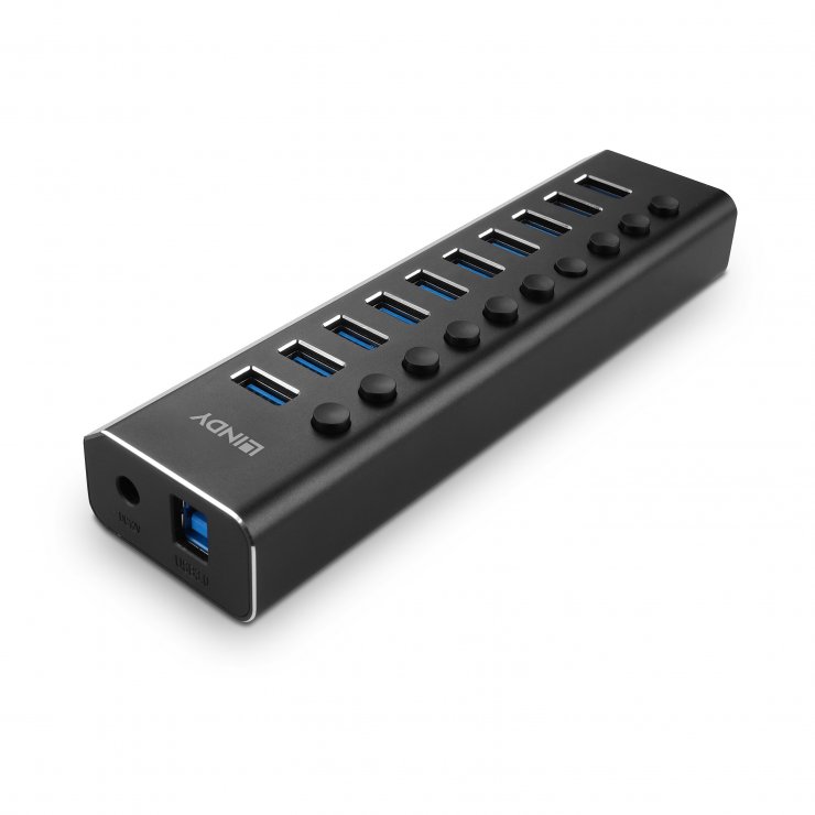 Hub USB 3.2 10 Porturi Lindy, Switch On/Off