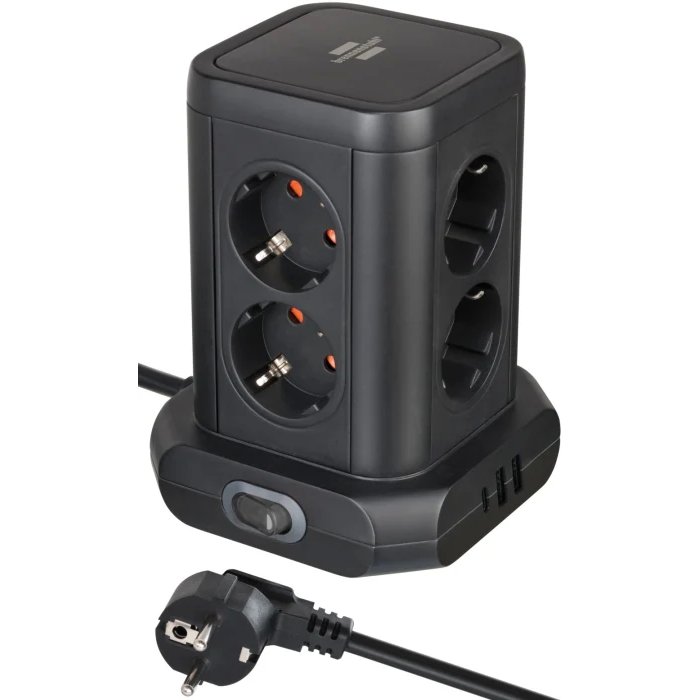 Prelungitor tip turn Brennenstuhl, 8 prize, USB-C, 2m