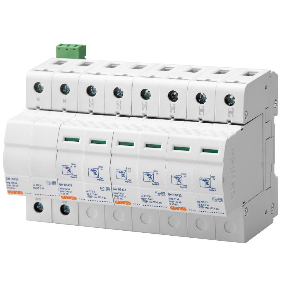 Descarcator Gewiss GWD6405, 3P+N, 25kA