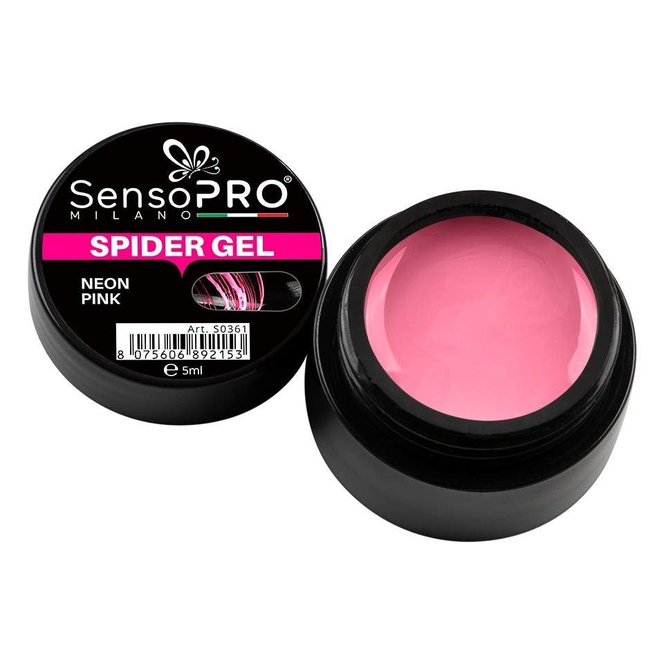 Spider Gel SensoPRO Neon Pink 5ml - Linii Fine - imagine 2