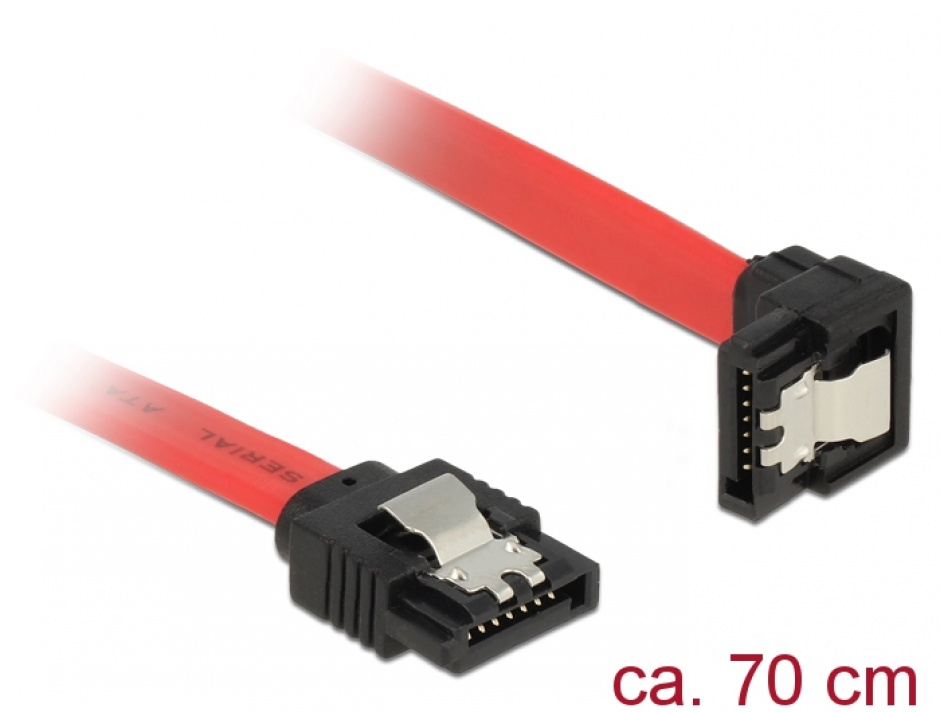 Cablu SATA III 6Gb/s 70cm Rosu cu Fixare, Delock