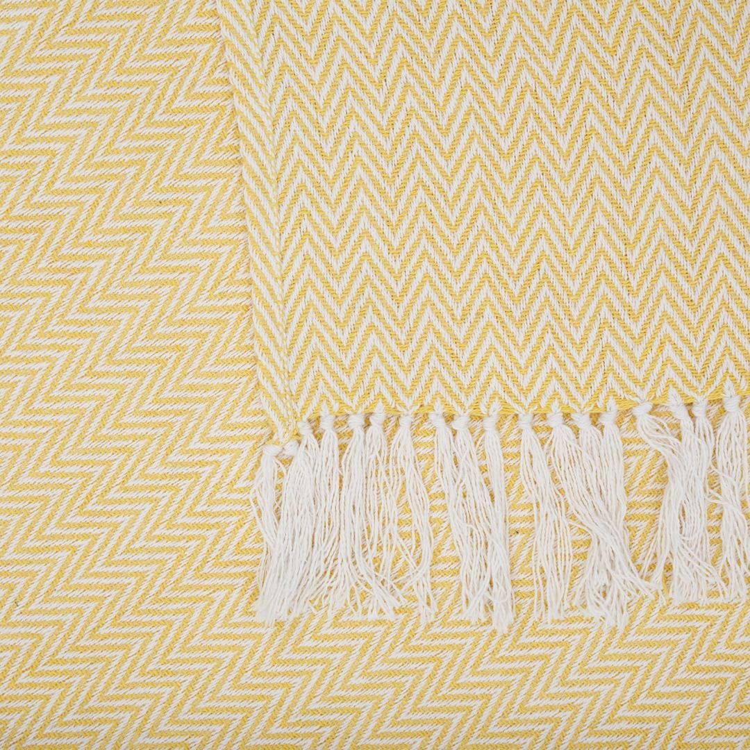 Pled Cuvertură Zig Yellow 160x200 cm - Bumbac Premium - imagine 7