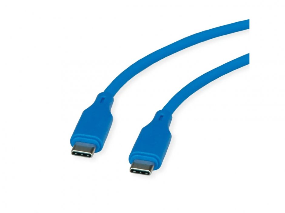 Cablu USB-C Roline 60W Silicon 1m Albastru