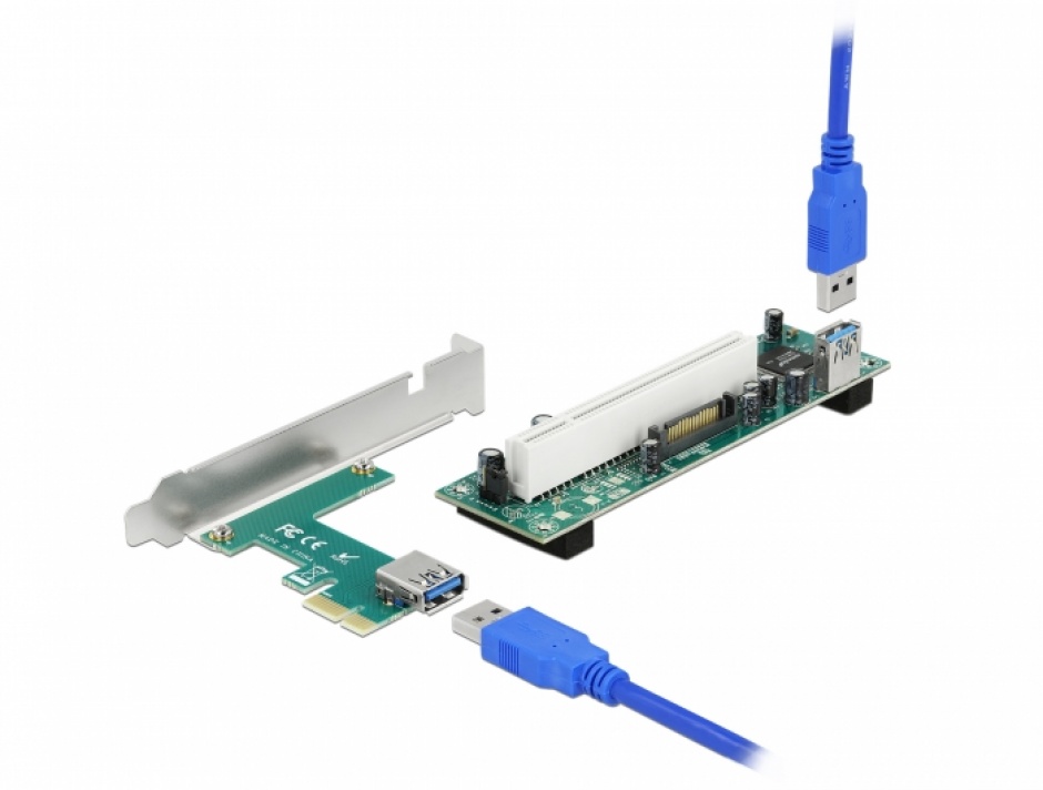 Riser Card PCIe la PCI Delock, cablu 60cm