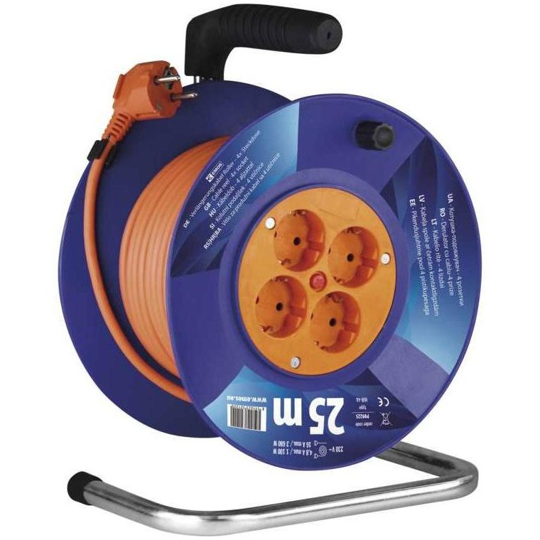 Prelungitor pe tambur 25m Emos, 4 prize