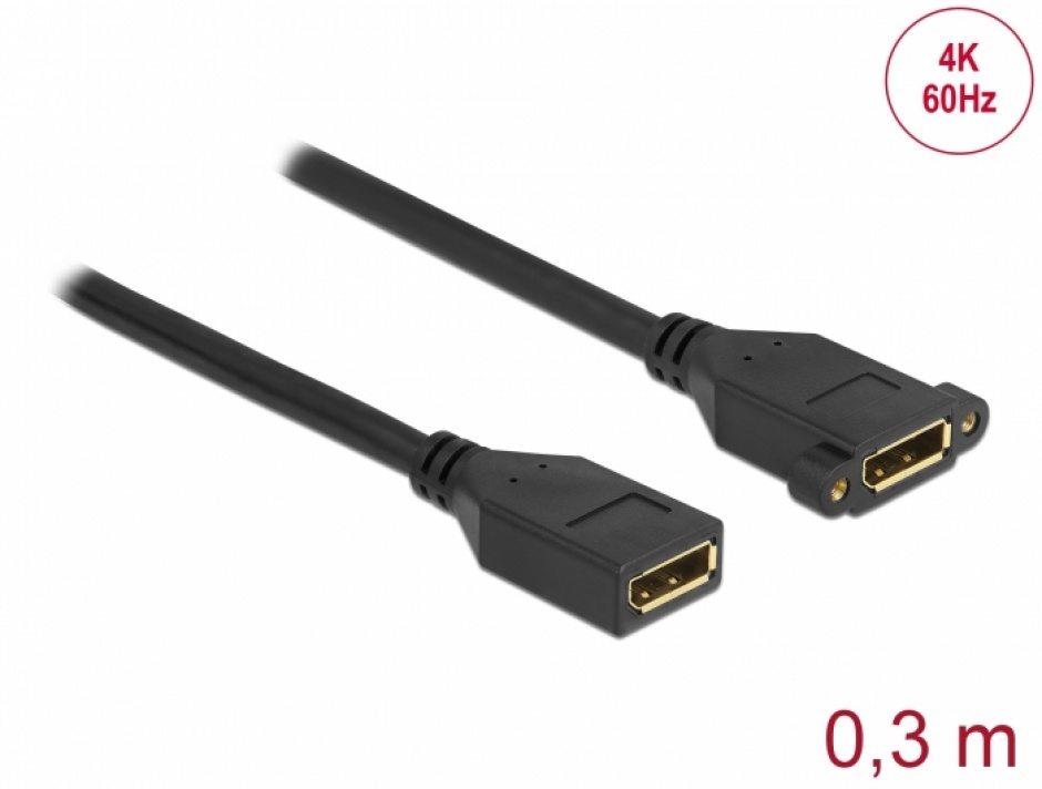 Cablu DisplayPort 4K Delock, Montare Panou, 0.3m