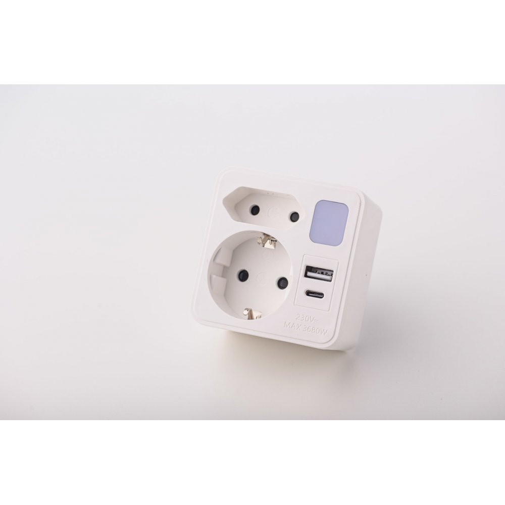Adaptor Dublu Strohm cu USB și LED Veghe