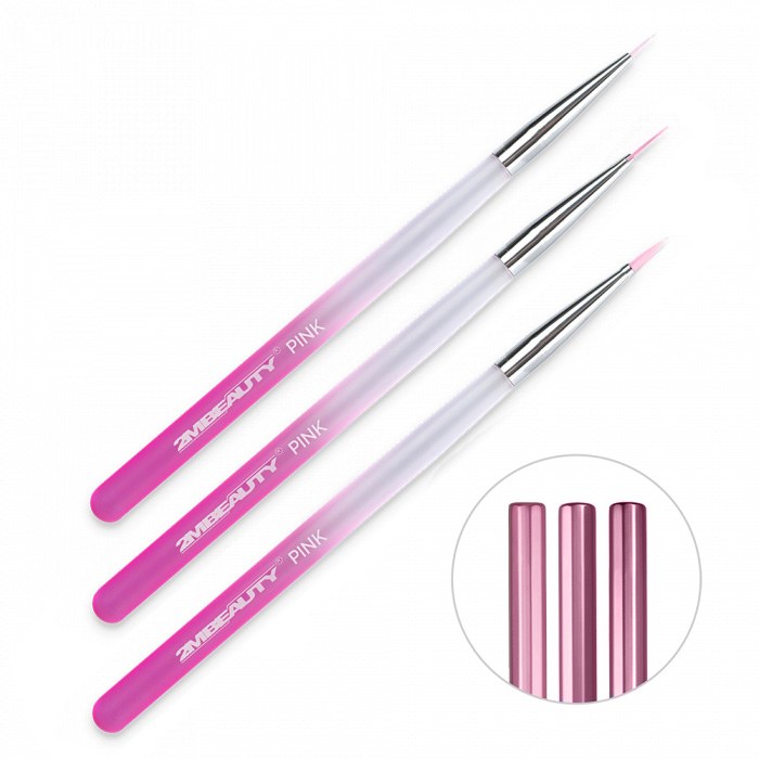 Set 3 Pensule Nail Art 2M Rose | Nailshop - imagine 1