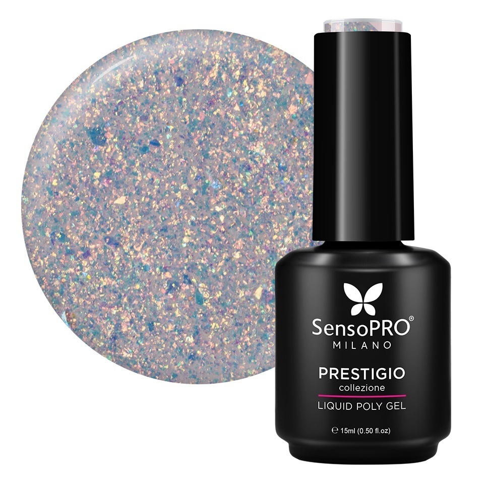 Polygel Lichid SensoPRO Milano PRESTIGIO, Golden Sheen, 15ml