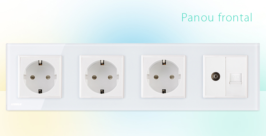 Priză Cvadruplă Livolo Sticlă, TV și Internet - imagine 3