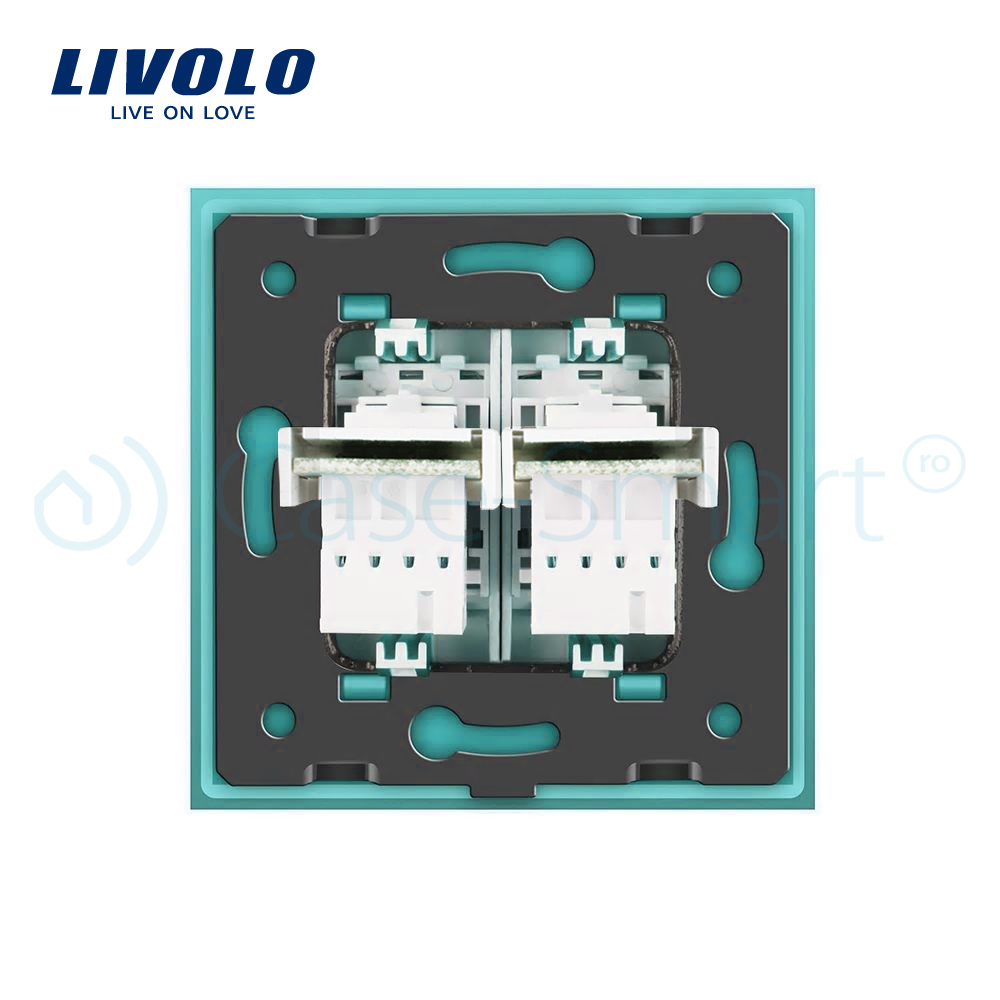 Priză Dublă Media Livolo cu Ramă Sticlă - imagine 12