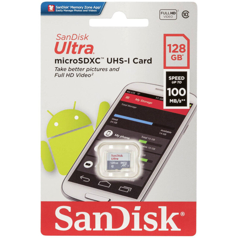 Card MicroSD SanDisk 128GB, 100MB/s - imagine 2