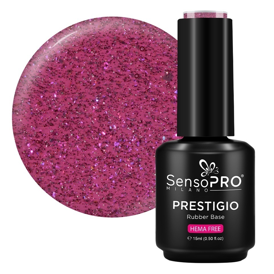 Rubber Base PRESTIGIO SensoPRO Berry Glow 15ml, Hema Free