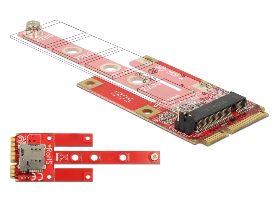 Adaptoare Mini PCIe la M.2 Key B Delock