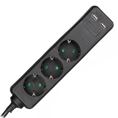 Prelungitor V-TAC 3 prize + USB, 1.5m