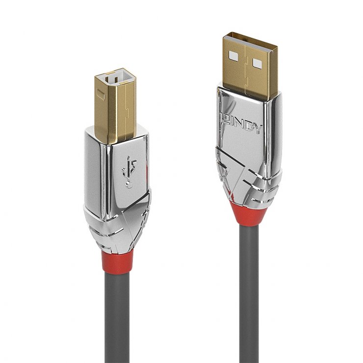 Cablu USB 2.0 Lindy 1m, Cromat, A la B