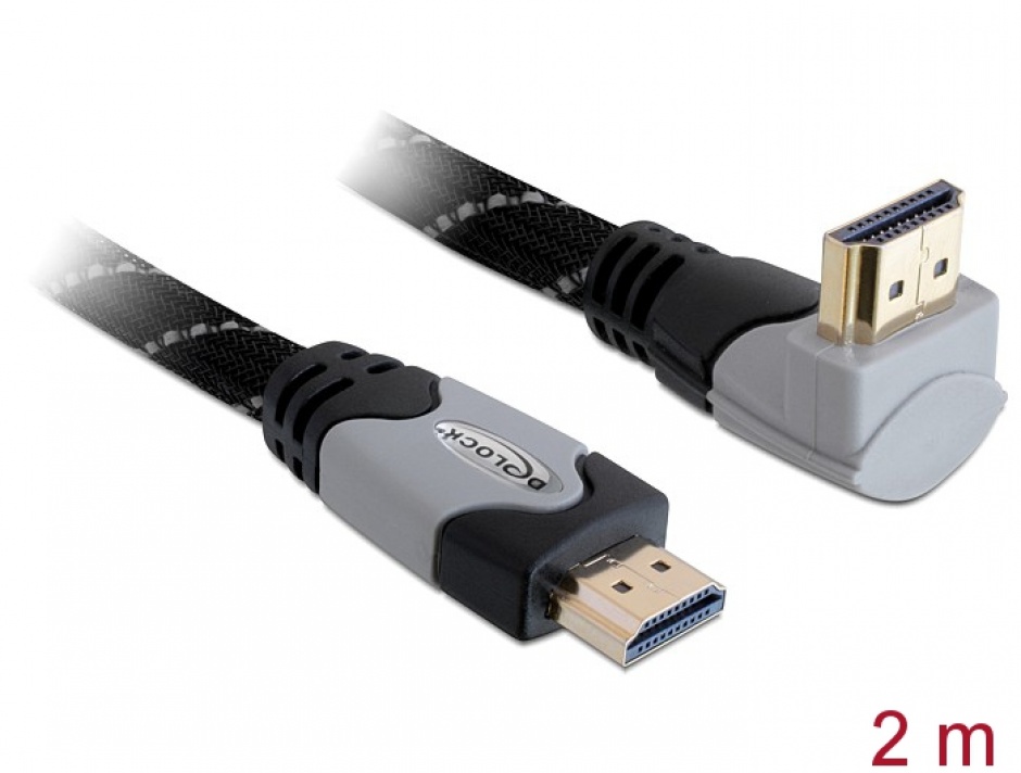 Cablu HDMI 4K 90° 2m Gri | Delock 82994