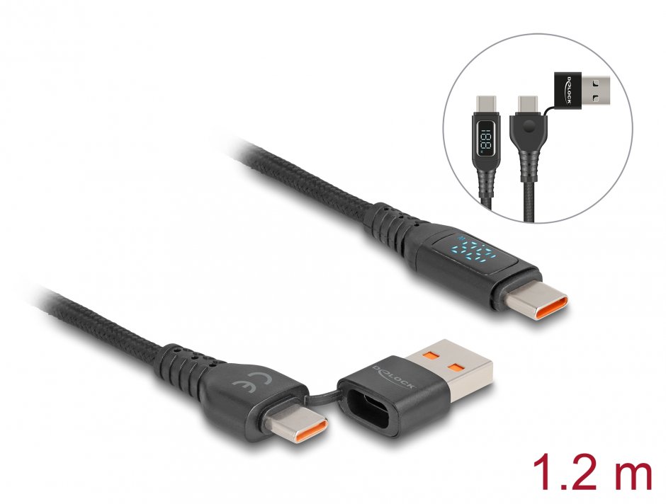 Cablu USB-C Fast Charge 140W Delock + Adaptor