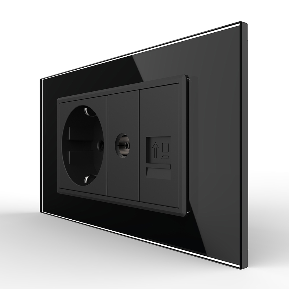 Priza Dubla Livolo Sticla: Schuko, TV, Internet - imagine 4