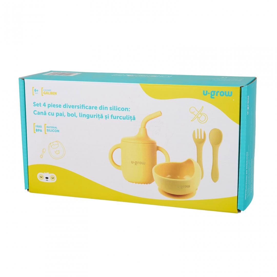 Set Diversificare Silicon 4 piese U-Grow - Galben | Bebe 6+ luni - imagine 5