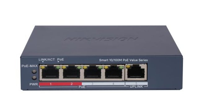 Switch PoE Hikvision 4 Porturi, 45W