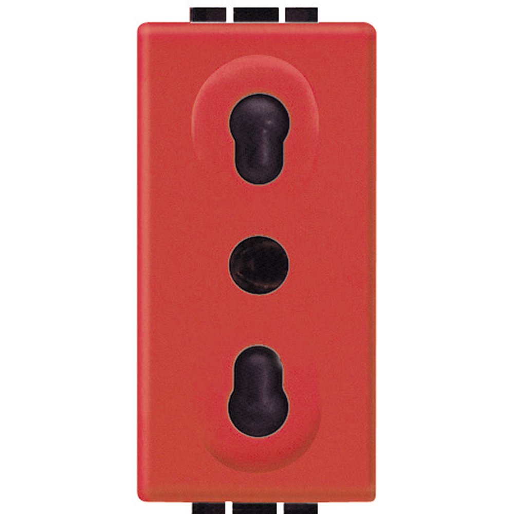 Priză 2P+T Bticino Living Light Roșie, 1 Modul