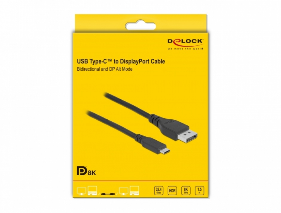 Cablu Delock USB-C la DP 8K 1.5m