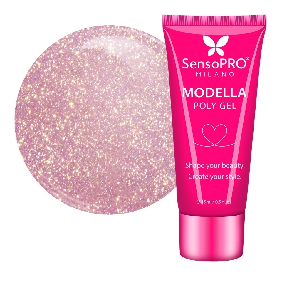 Polygel MODELLA SensoPRO Milano - Rose Gold Sheen, 15ml