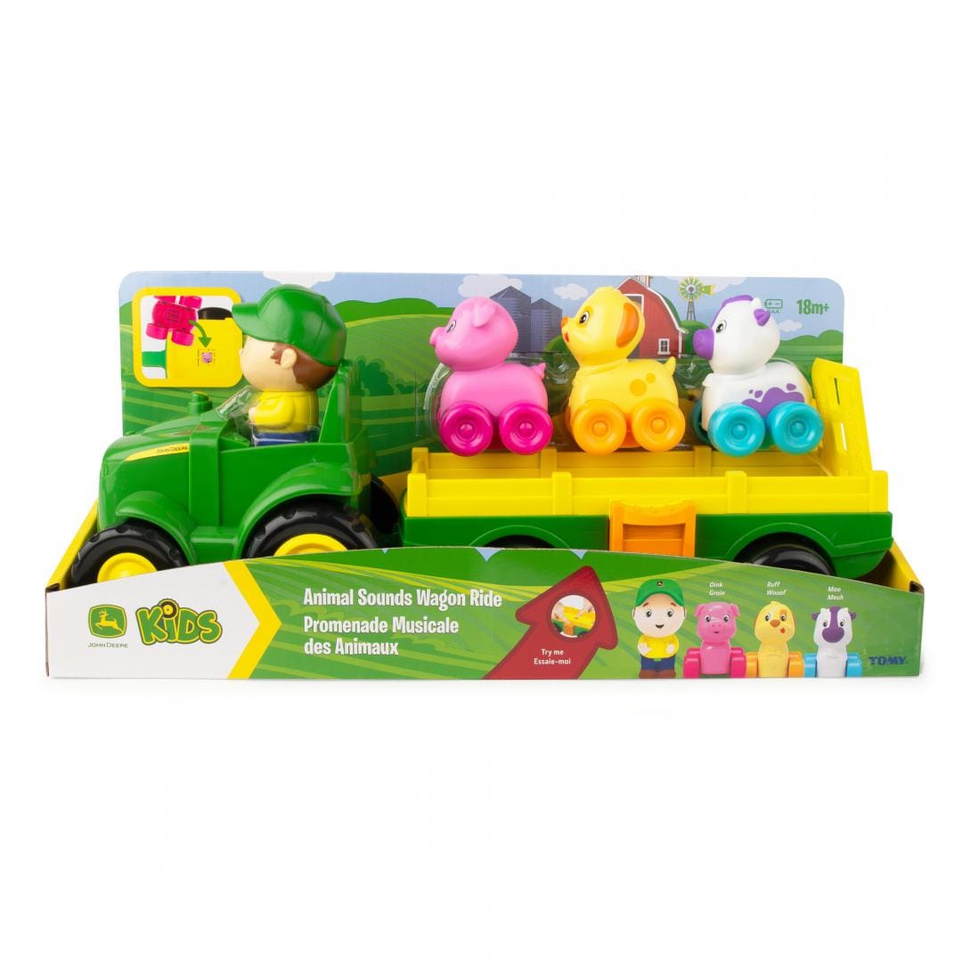 Tractoraș John Deere cu Remorcă, Animale și Sunete - Tomy - imagine 3