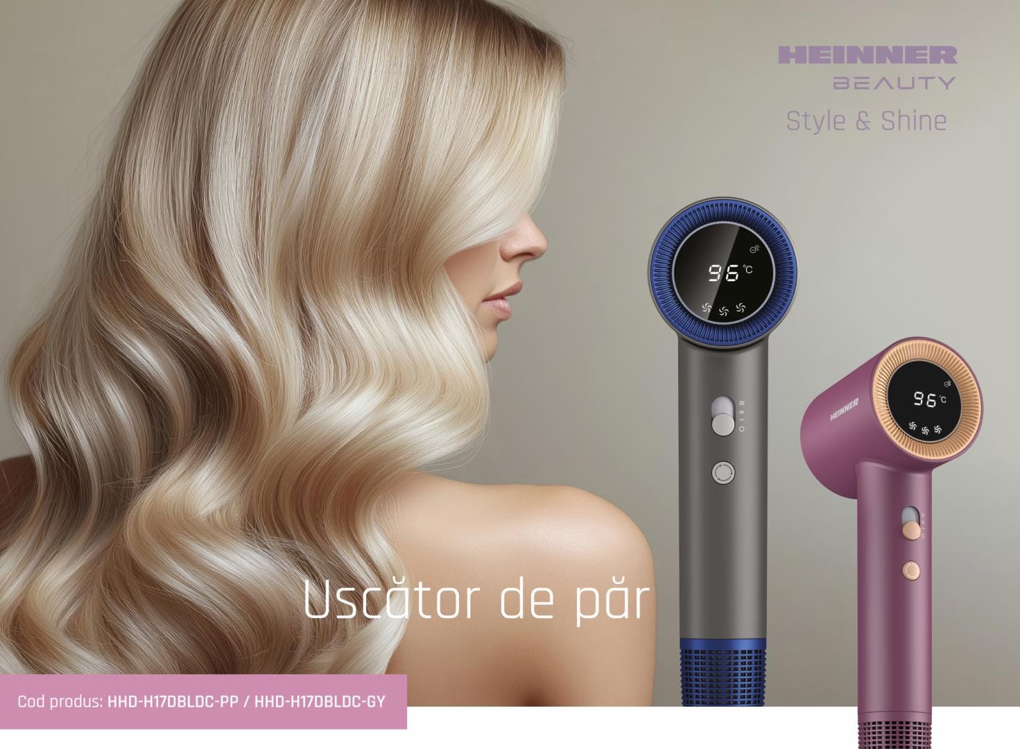 Uscător de Păr Heinner BLDC 1700W cu Ionizare și Display - imagine 5